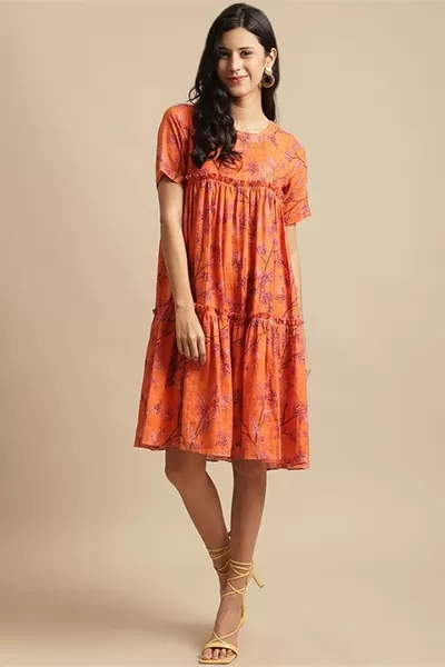 Ewoke orange a line dress