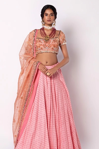 Roseate pink short kurta with sharara & dupatta set