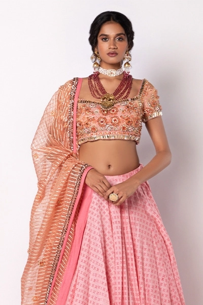 Roseate pink short kurta with sharara & dupatta set