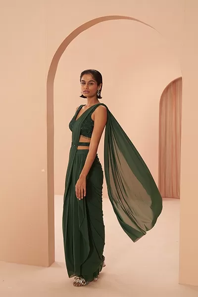 Indian green saree